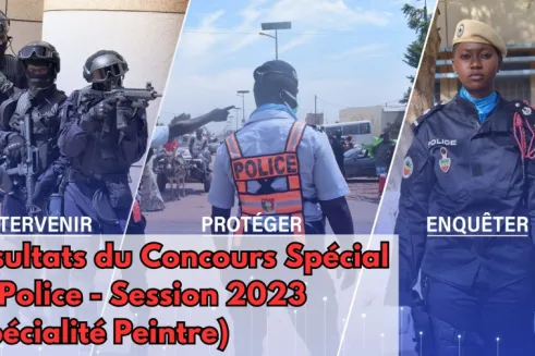 résultats du concours spécial professionnel d'accès au corps des agents de police - session 2023 (spécialité menuiserie metalique)